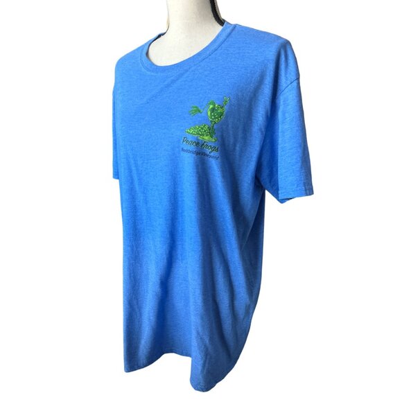 Peace Frogs ROCKBRIDGE VINEYARD Blue Frog in Wine Glass Grapes Pre Shrunk XL - Picture 1 of 6